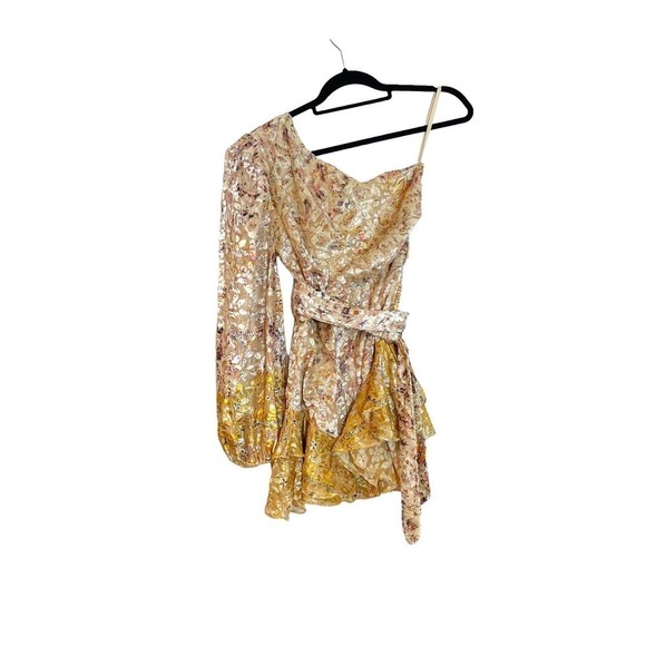 HEMANT AND NANDITA White & Cyber Kalon One Shoulder Mini Dress Size M - Picture 7 of 12